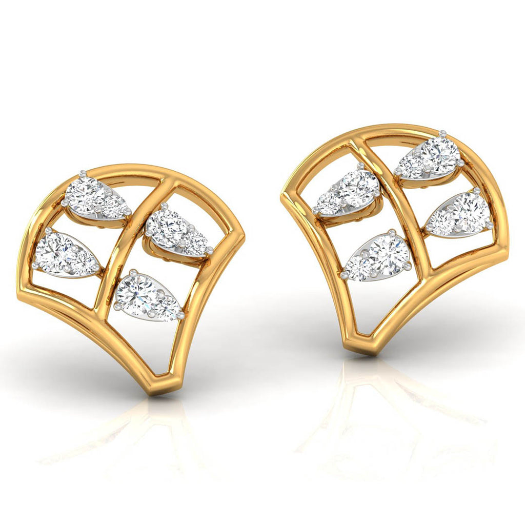 Daily Spark Shell Fan Diamond Stud Earrings
