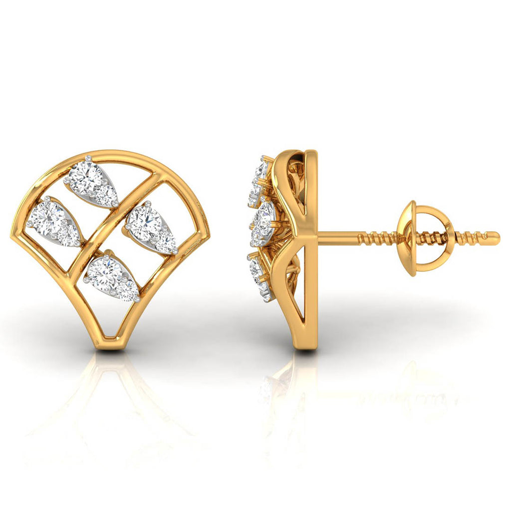 Daily Spark Shell Fan Diamond Stud Earrings
