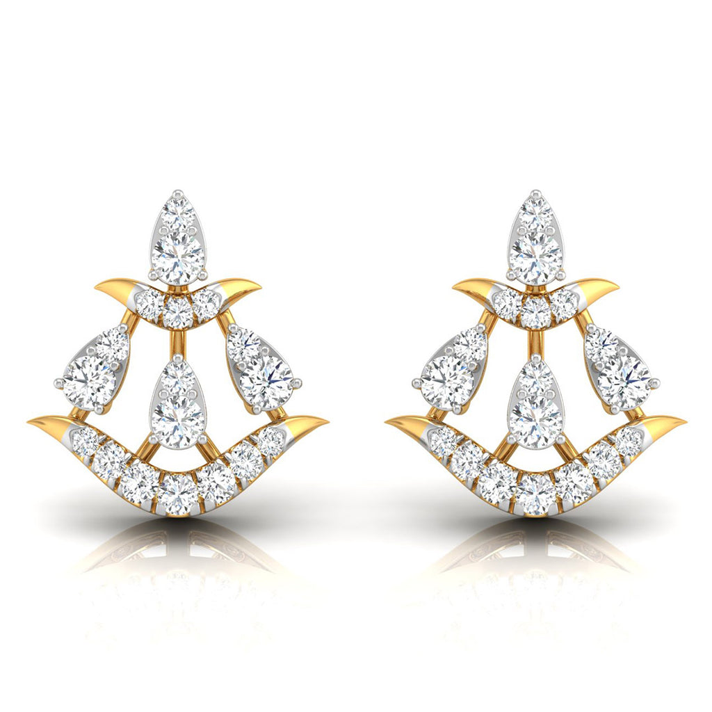 Daily Spark Crown Plume Diamond Stud Earrings