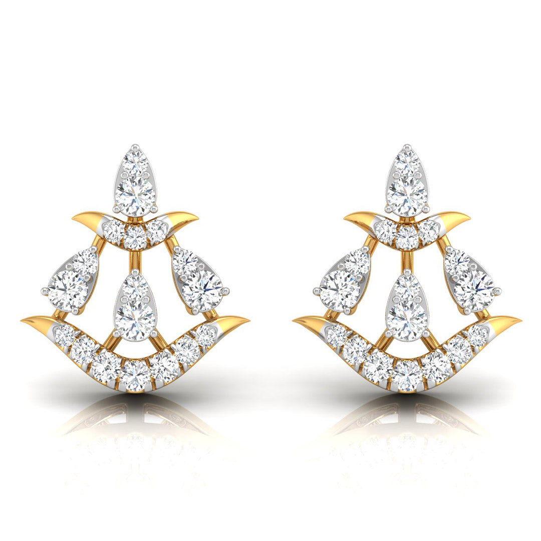 Daily Spark Crown Plume Diamond Stud Earrings