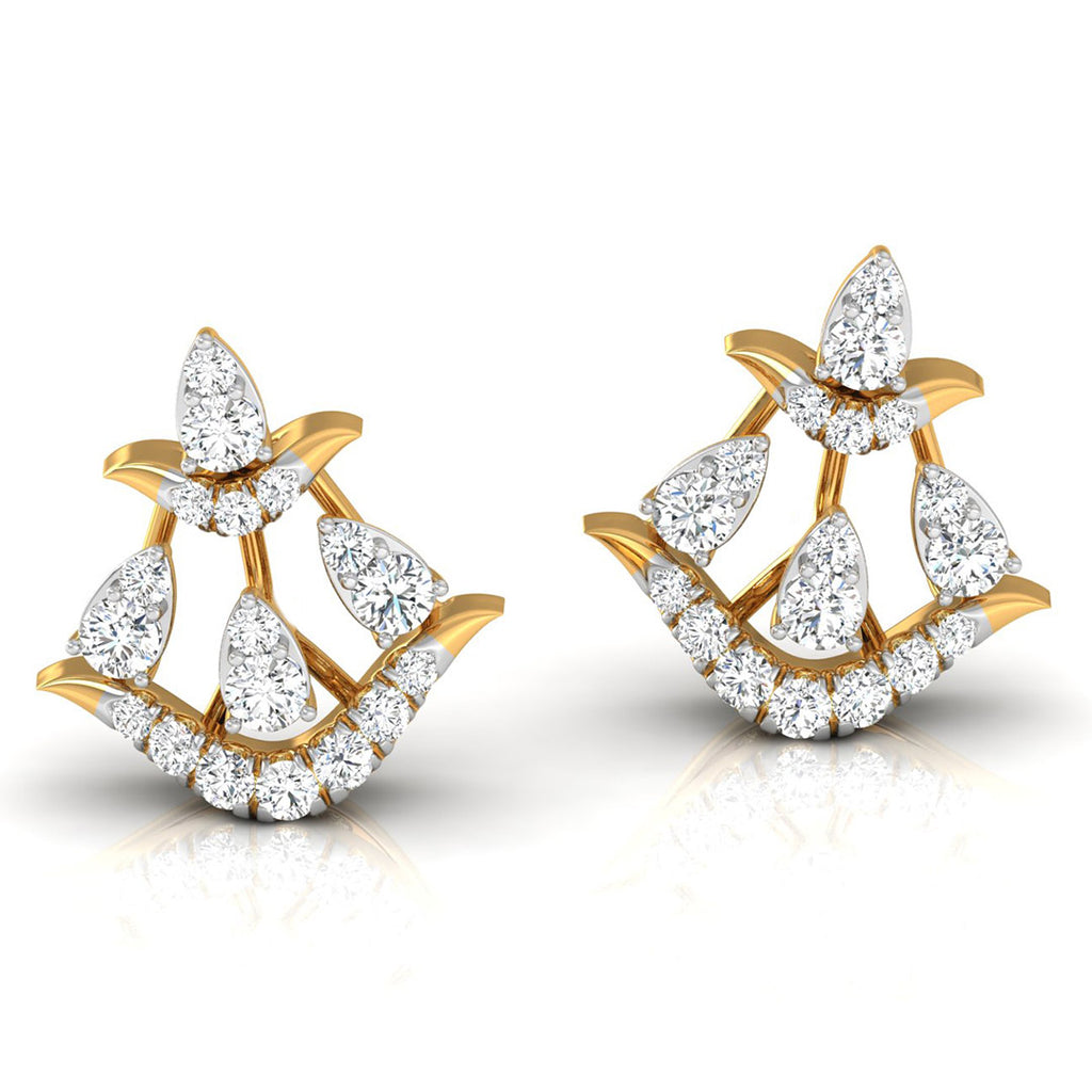 Daily Spark Crown Plume Diamond Stud Earrings