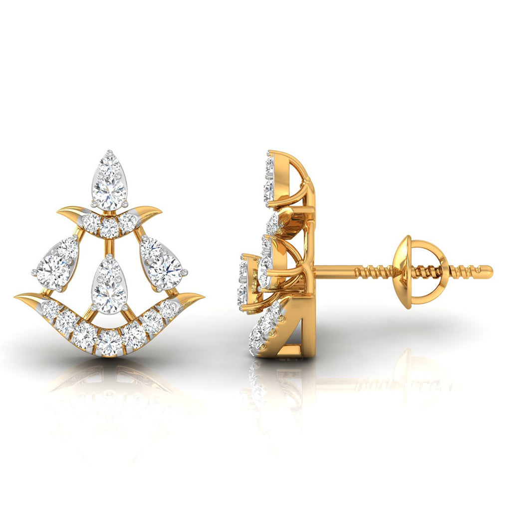 Daily Spark Crown Plume Diamond Stud Earrings