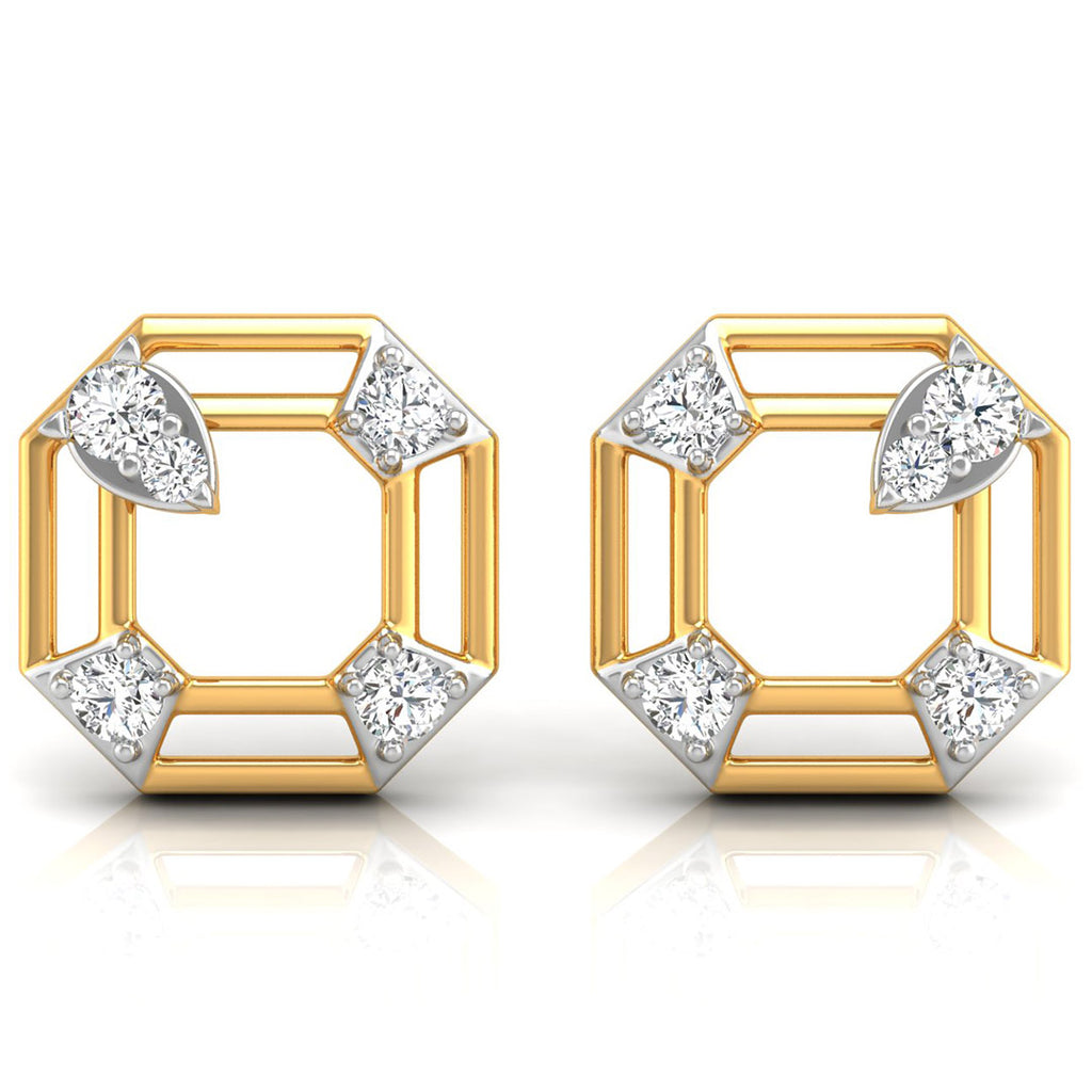 Daily Spark Octagon Deco Diamond Stud Earrings