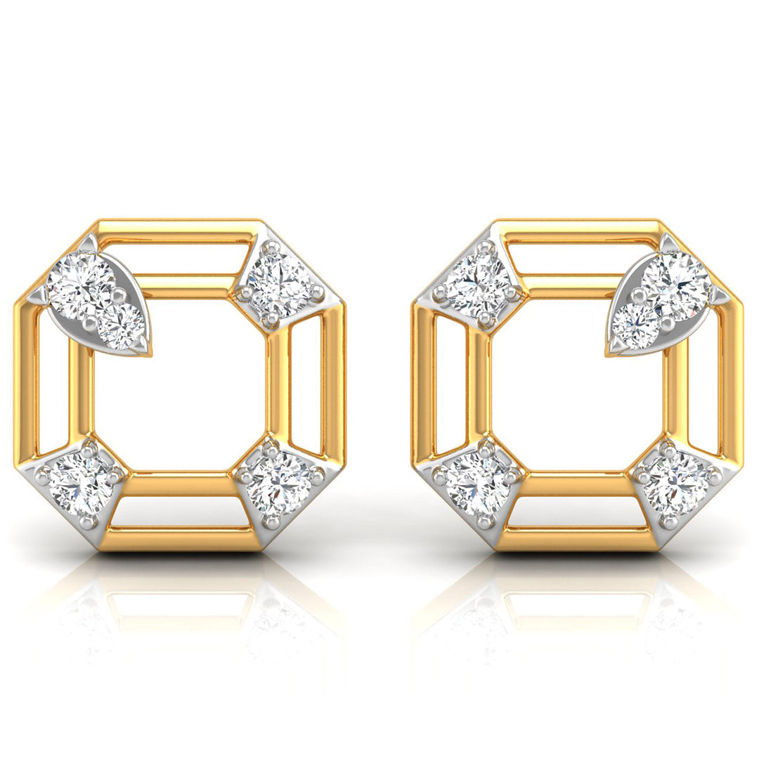 Daily Spark Octagon Deco Diamond Stud Earrings