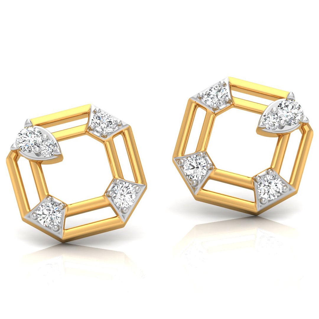Daily Spark Octagon Deco Diamond Stud Earrings