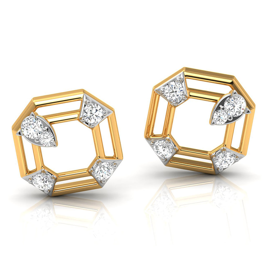 Daily Spark Octagon Deco Diamond Stud Earrings