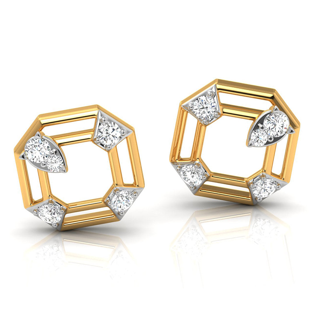 Daily Spark Octagon Deco Diamond Stud Earrings