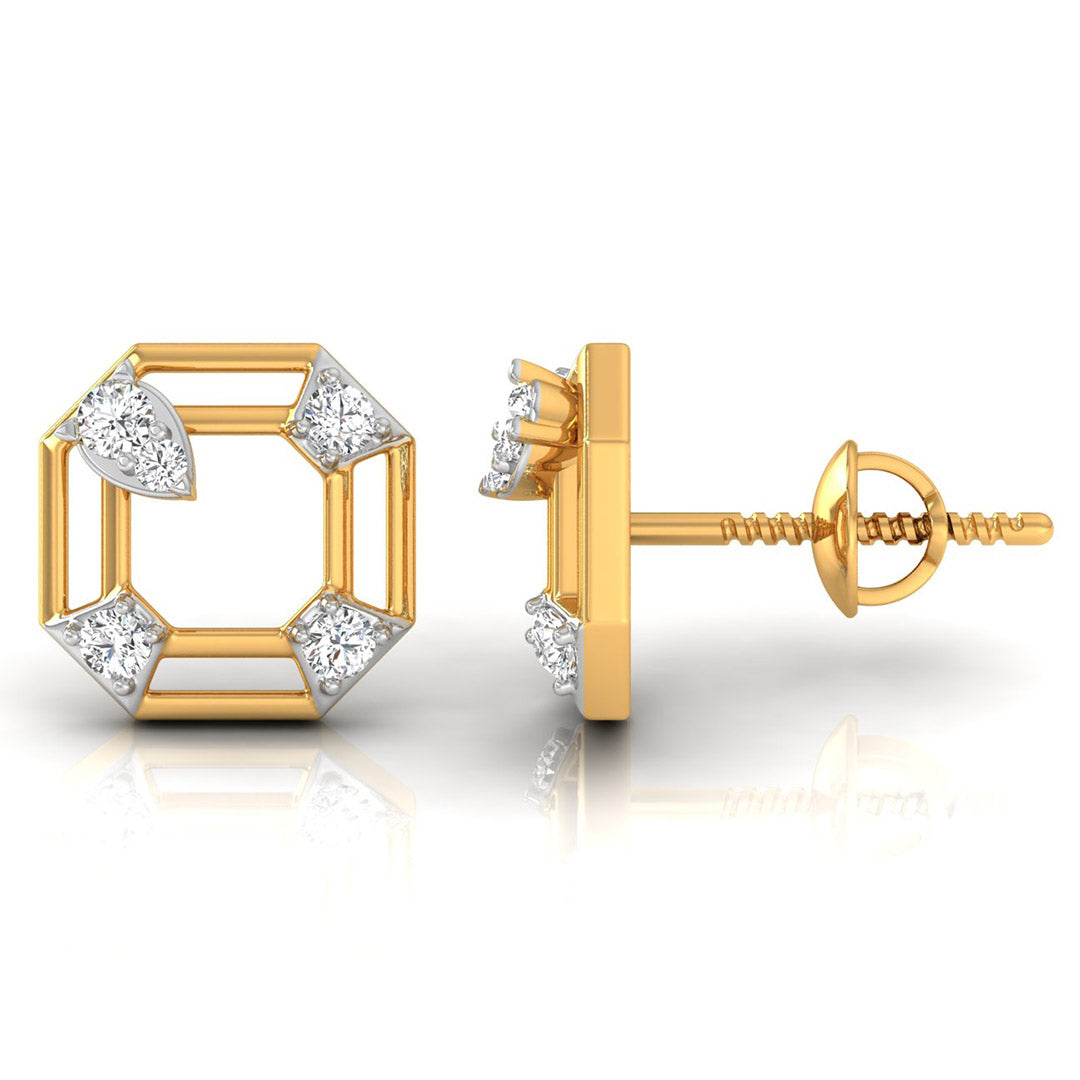 Daily Spark Octagon Deco Diamond Stud Earrings
