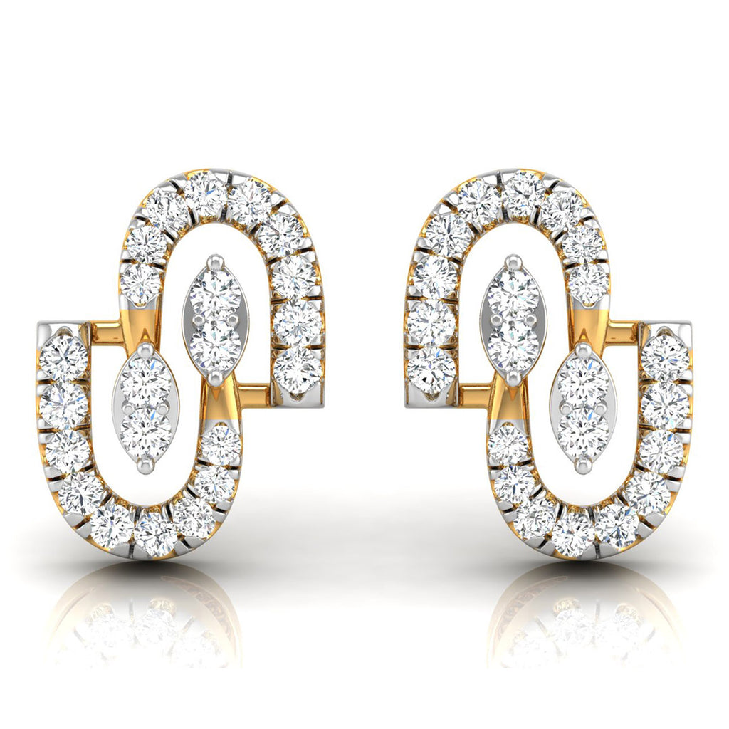 Daily Spark Linked Ovals Diamond Stud Earrings