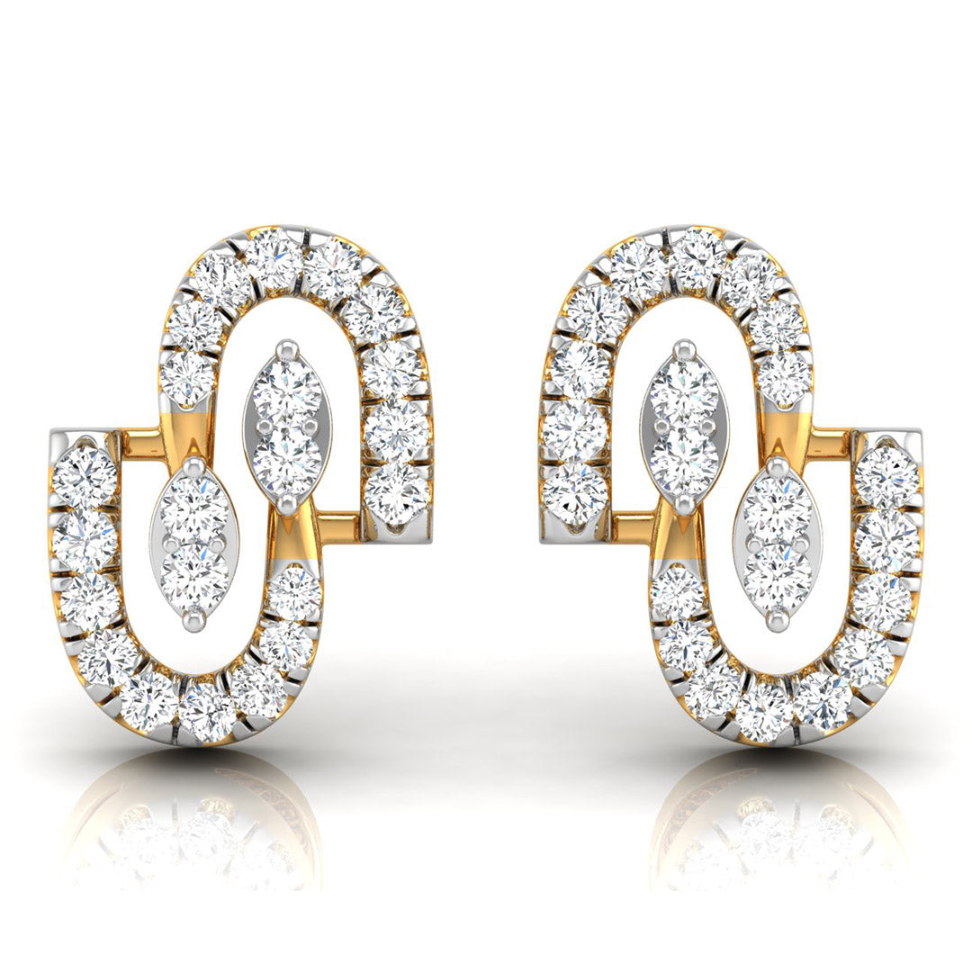 Daily Spark Linked Ovals Diamond Stud Earrings