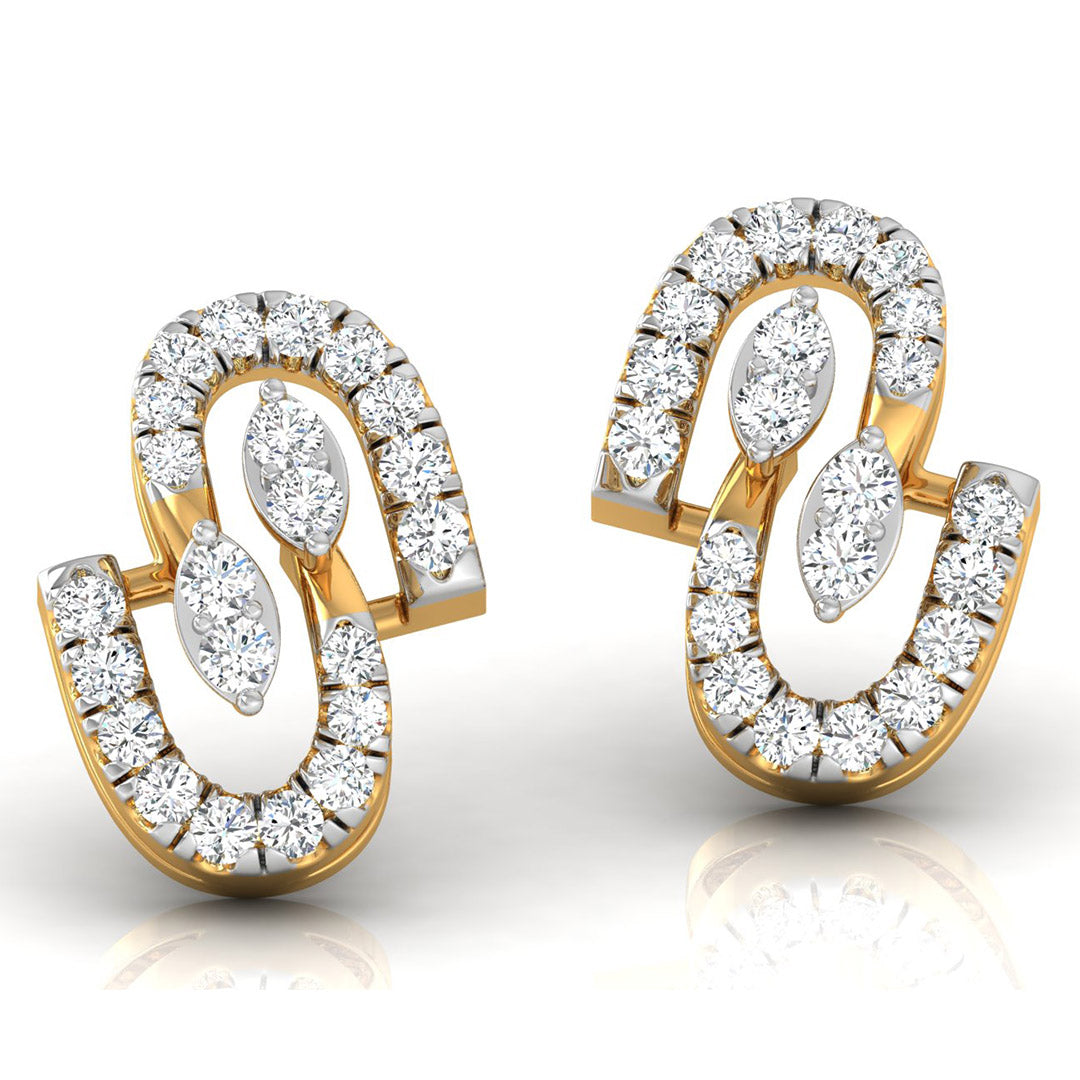 Daily Spark Linked Ovals Diamond Stud Earrings