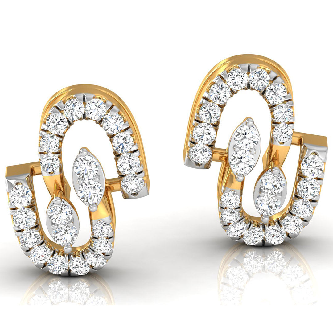 Daily Spark Linked Ovals Diamond Stud Earrings