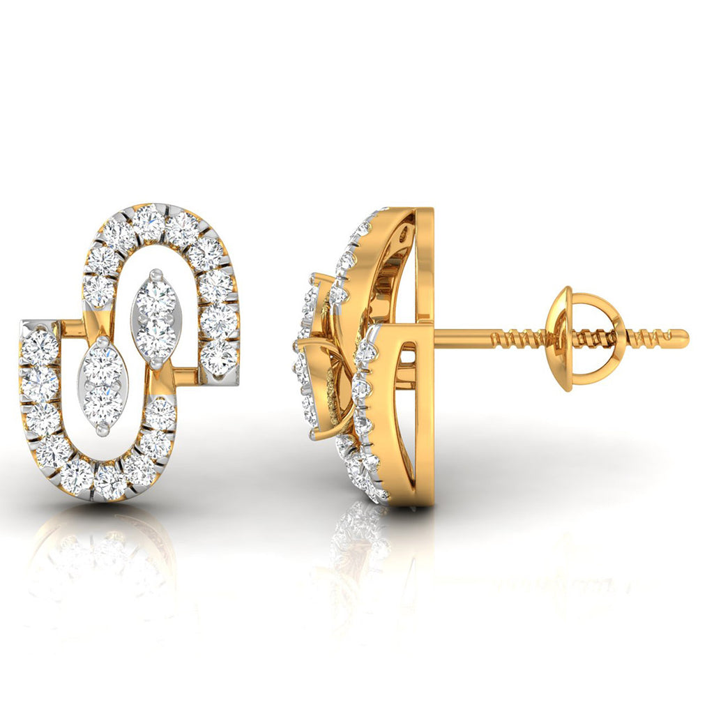 Daily Spark Linked Ovals Diamond Stud Earrings