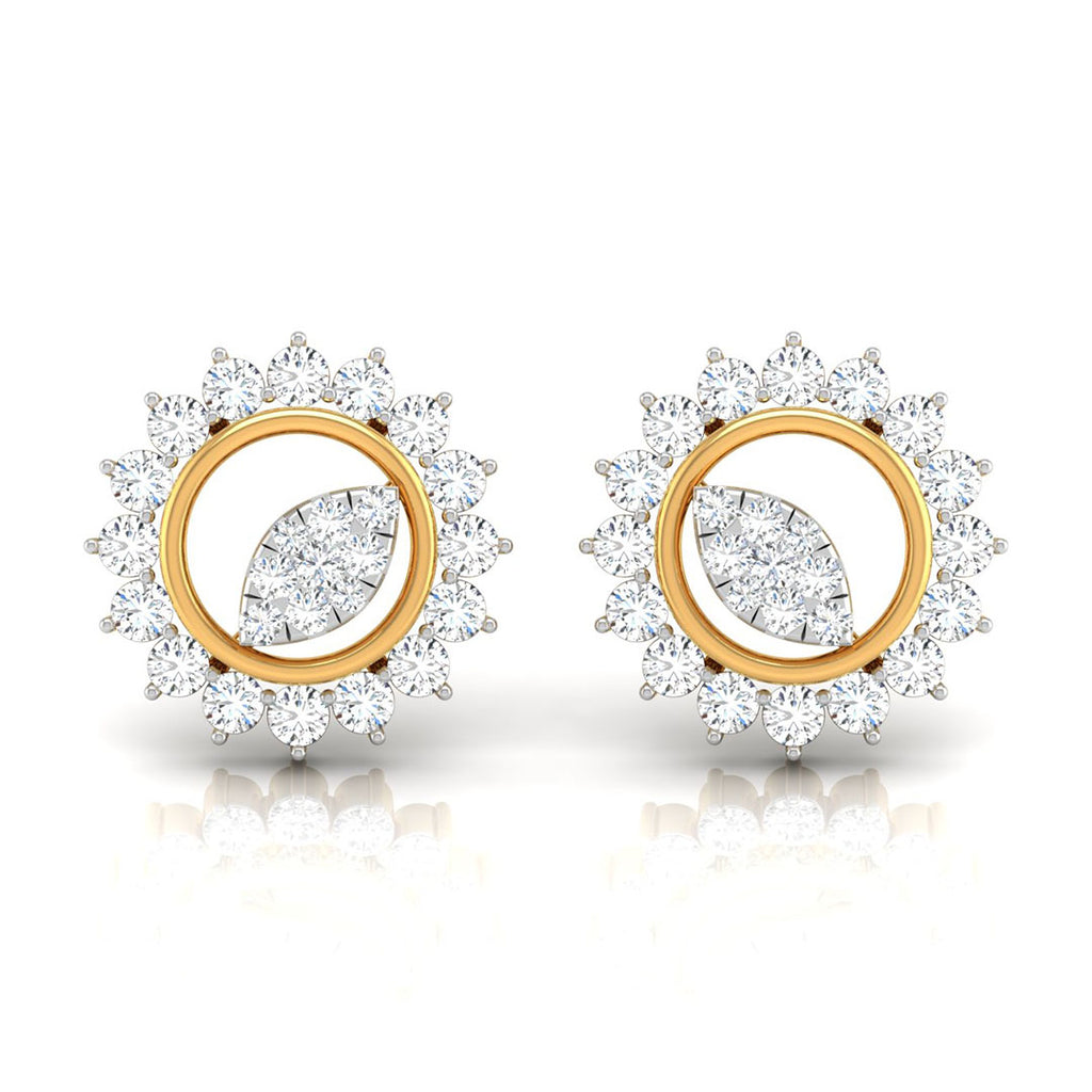 Daily Spark Sunburst Halo Diamond Stud Earrings