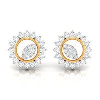 Daily Spark Sunburst Halo Diamond Stud Earrings