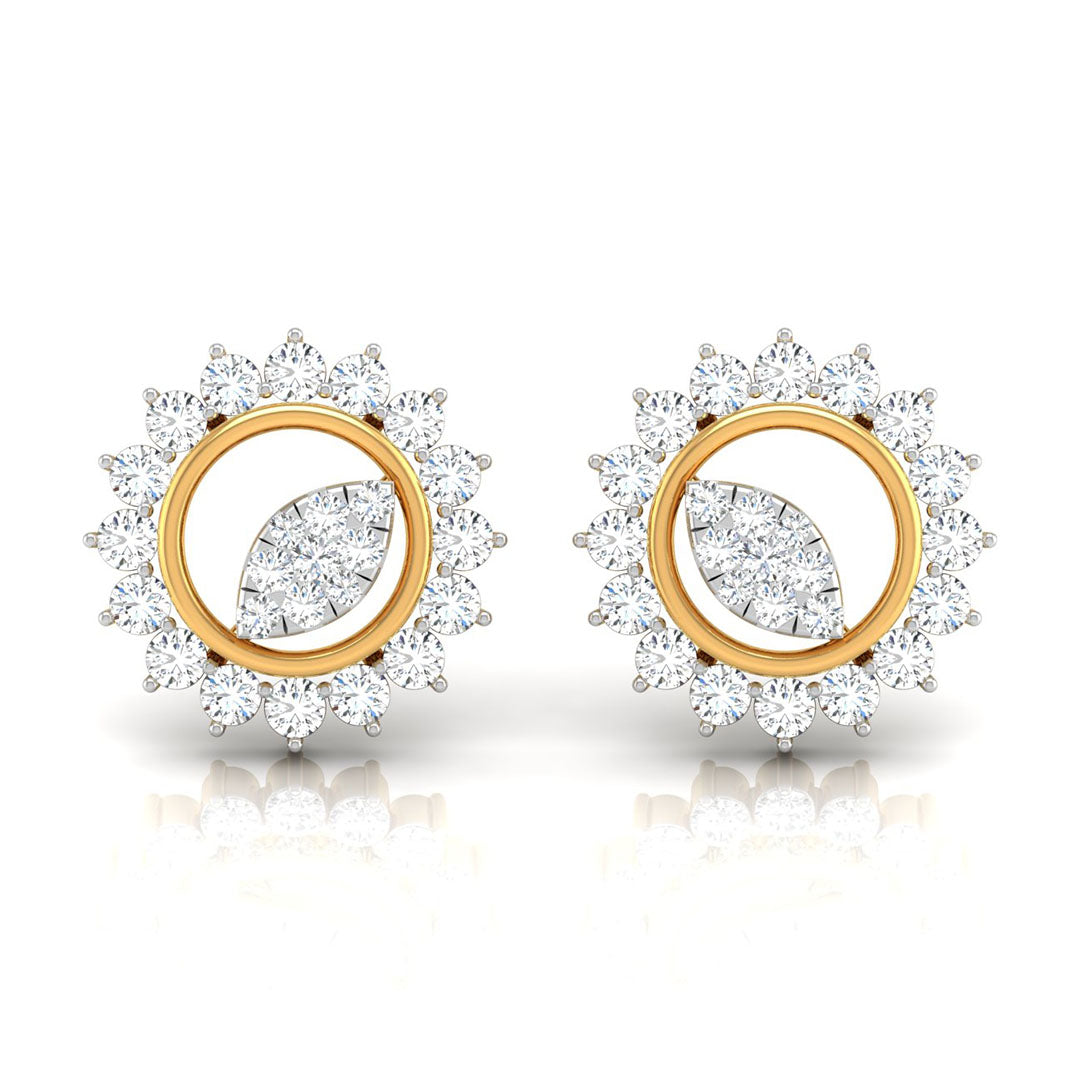 Daily Spark Sunburst Halo Diamond Stud Earrings