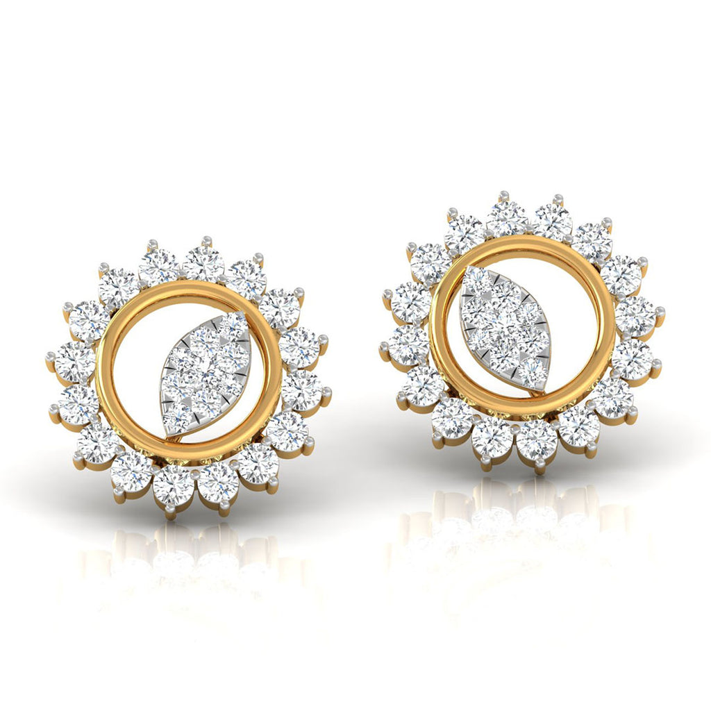 Daily Spark Sunburst Halo Diamond Stud Earrings