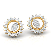 Daily Spark Sunburst Halo Diamond Stud Earrings