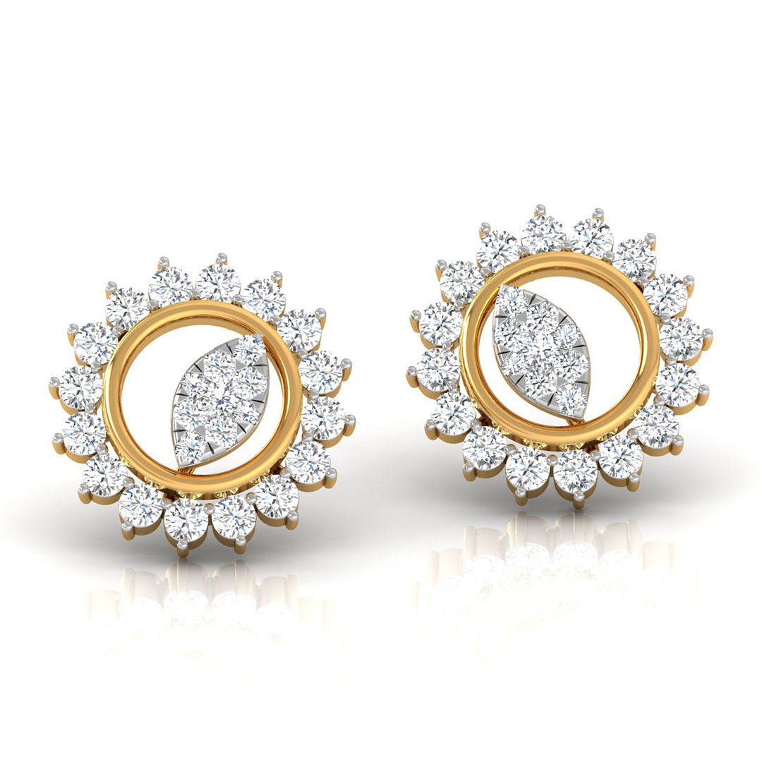 Daily Spark Sunburst Halo Diamond Stud Earrings