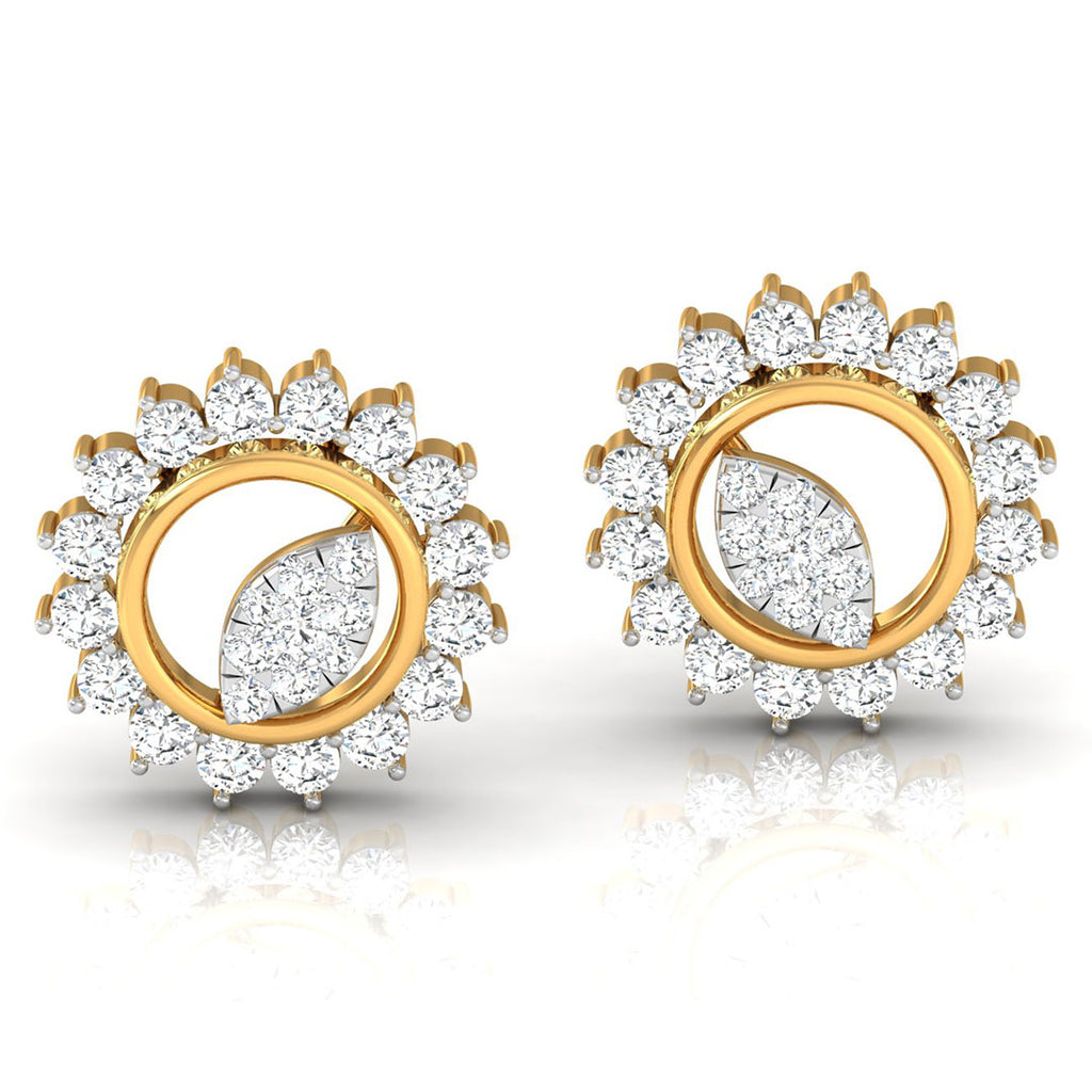 Daily Spark Sunburst Halo Diamond Stud Earrings