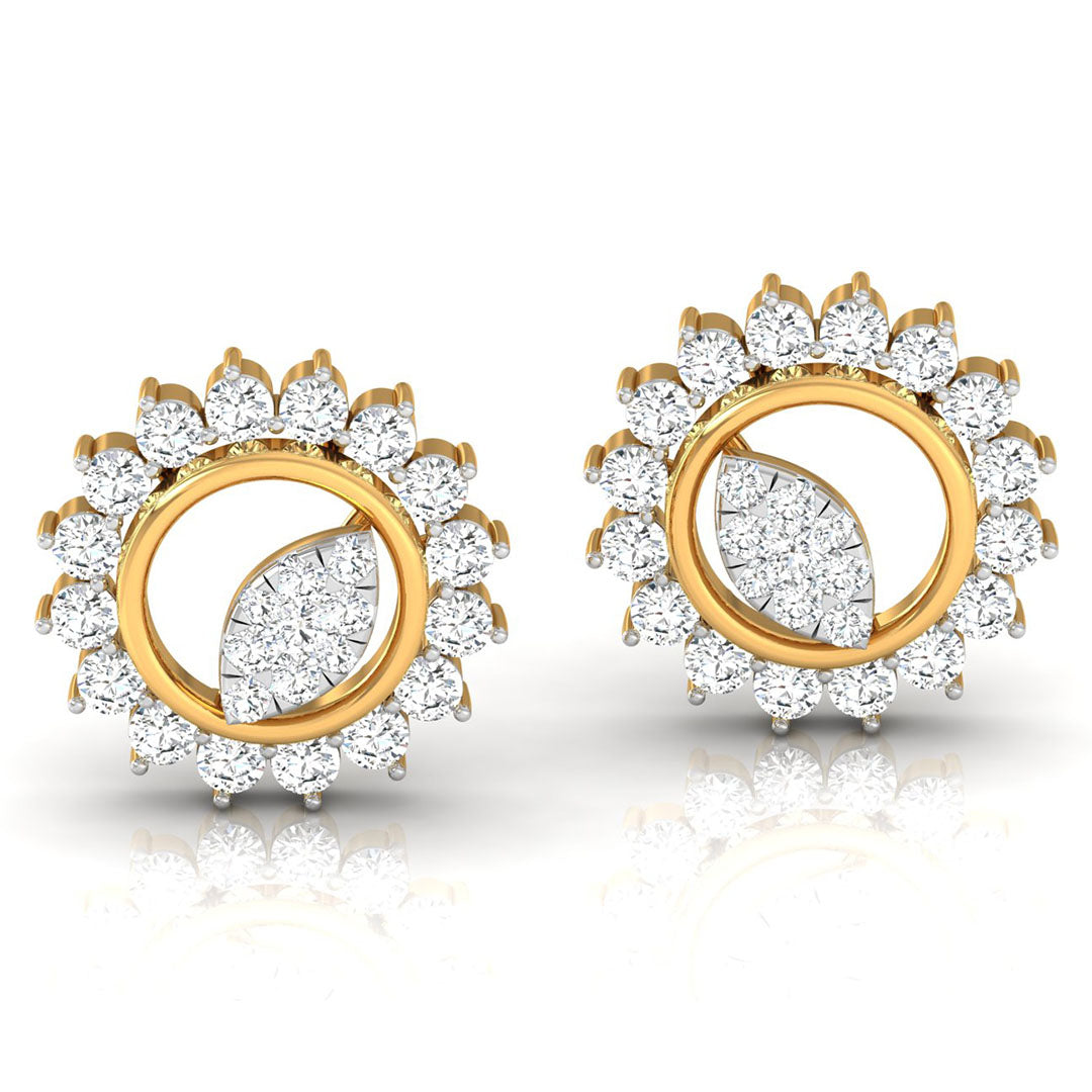 Daily Spark Sunburst Halo Diamond Stud Earrings