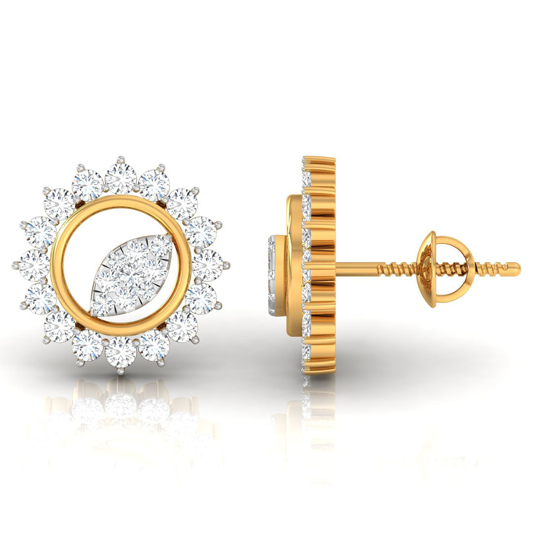 Daily Spark Sunburst Halo Diamond Stud Earrings