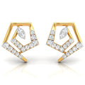 Daily Spark Pentagon Frame Diamond Stud Earrings