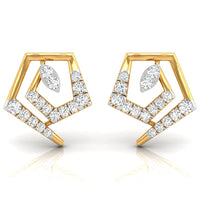 Daily Spark Pentagon Frame Diamond Stud Earrings