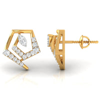 Daily Spark Pentagon Frame Diamond Stud Earrings