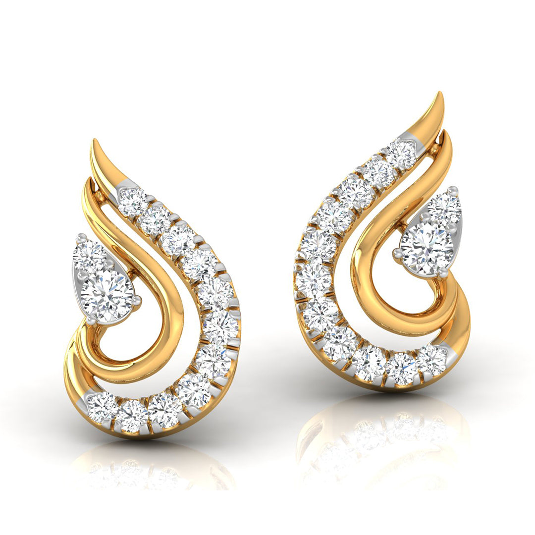 Daily Spark Paisley Swirl Diamond Stud Earrings