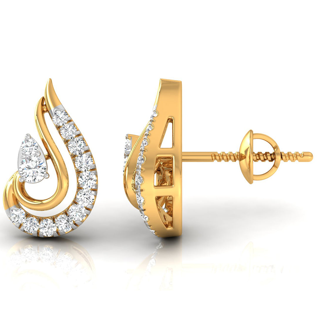 Daily Spark Paisley Swirl Diamond Stud Earrings
