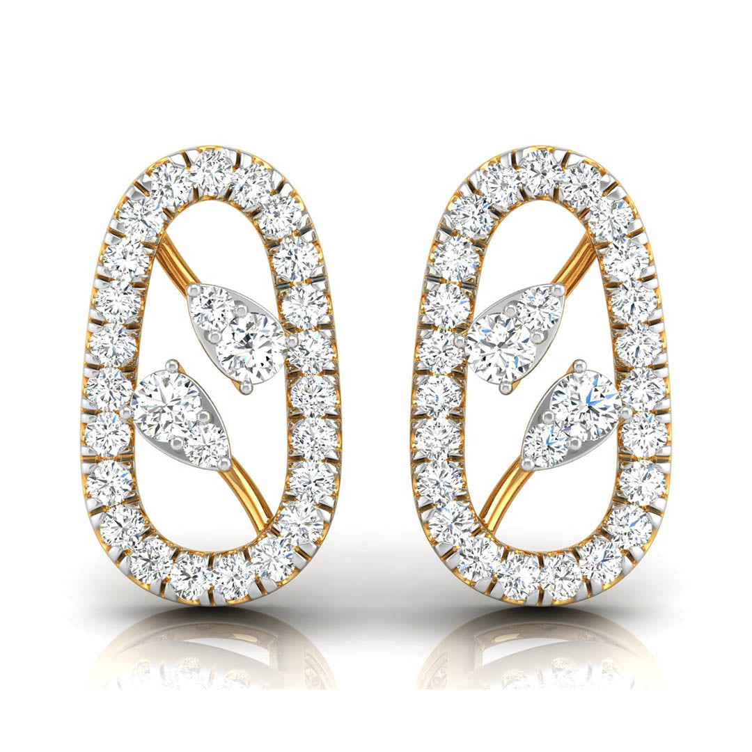 Daily Spark Oval Link Halo Diamond Stud Earrings