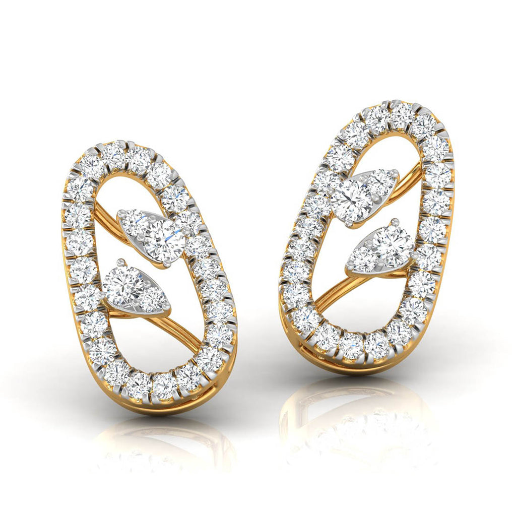 Daily Spark Oval Link Halo Diamond Stud Earrings