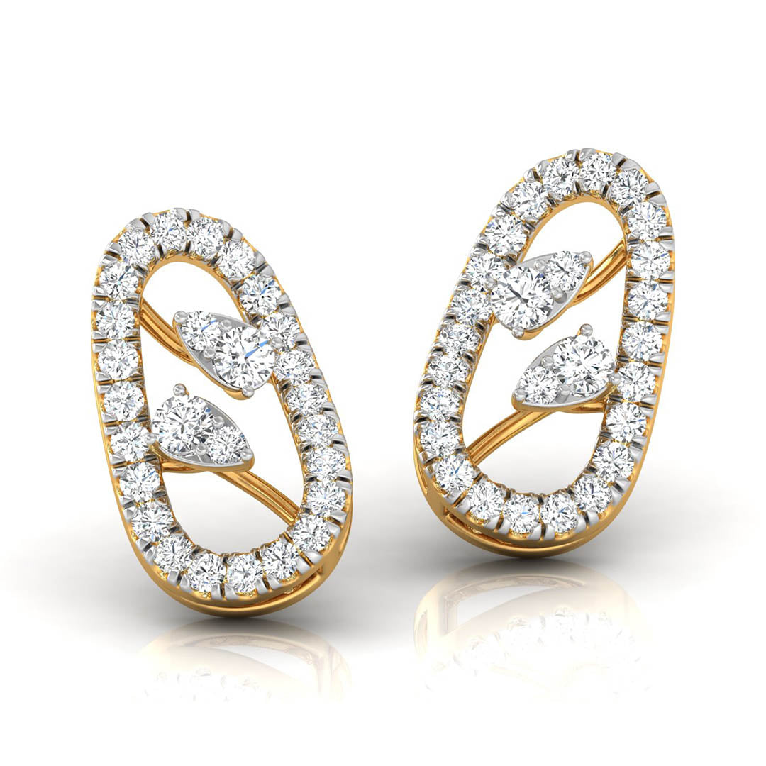 Daily Spark Oval Link Halo Diamond Stud Earrings