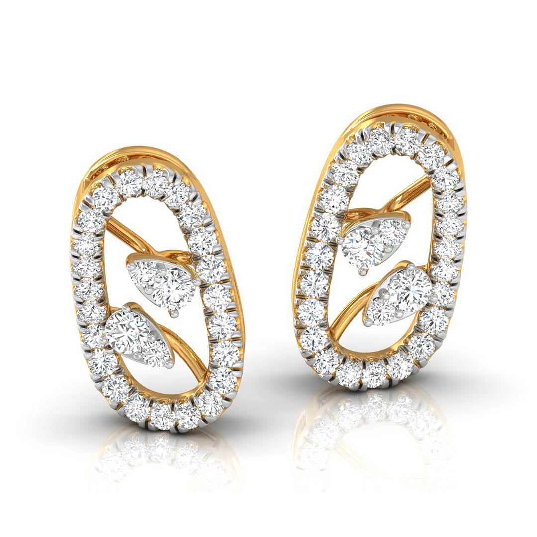 Daily Spark Oval Link Halo Diamond Stud Earrings