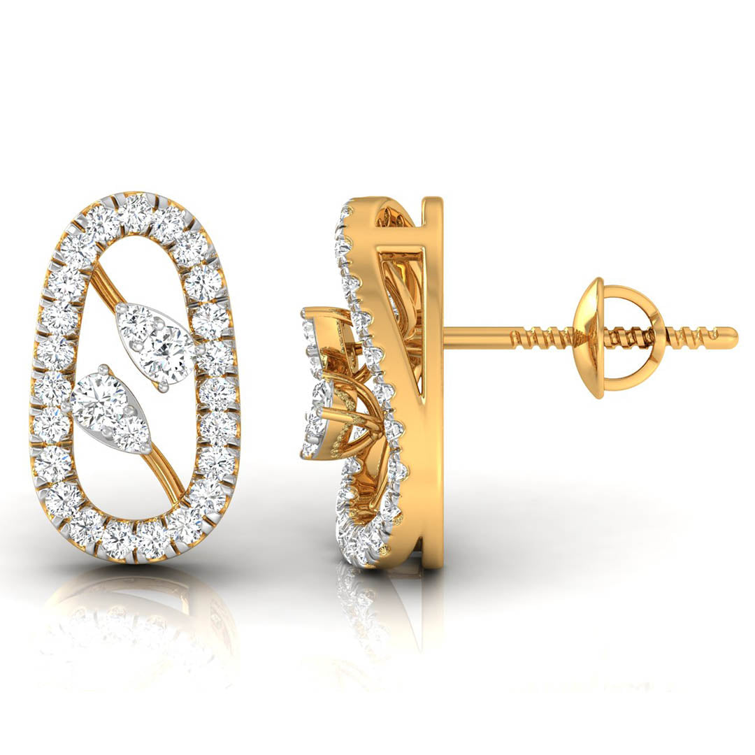Daily Spark Oval Link Halo Diamond Stud Earrings