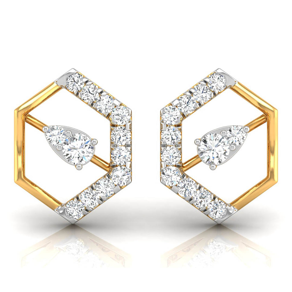 Daily Spark Hexagon Solitaire Diamond Stud Earrings