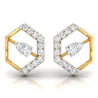 Daily Spark Hexagon Solitaire Diamond Stud Earrings