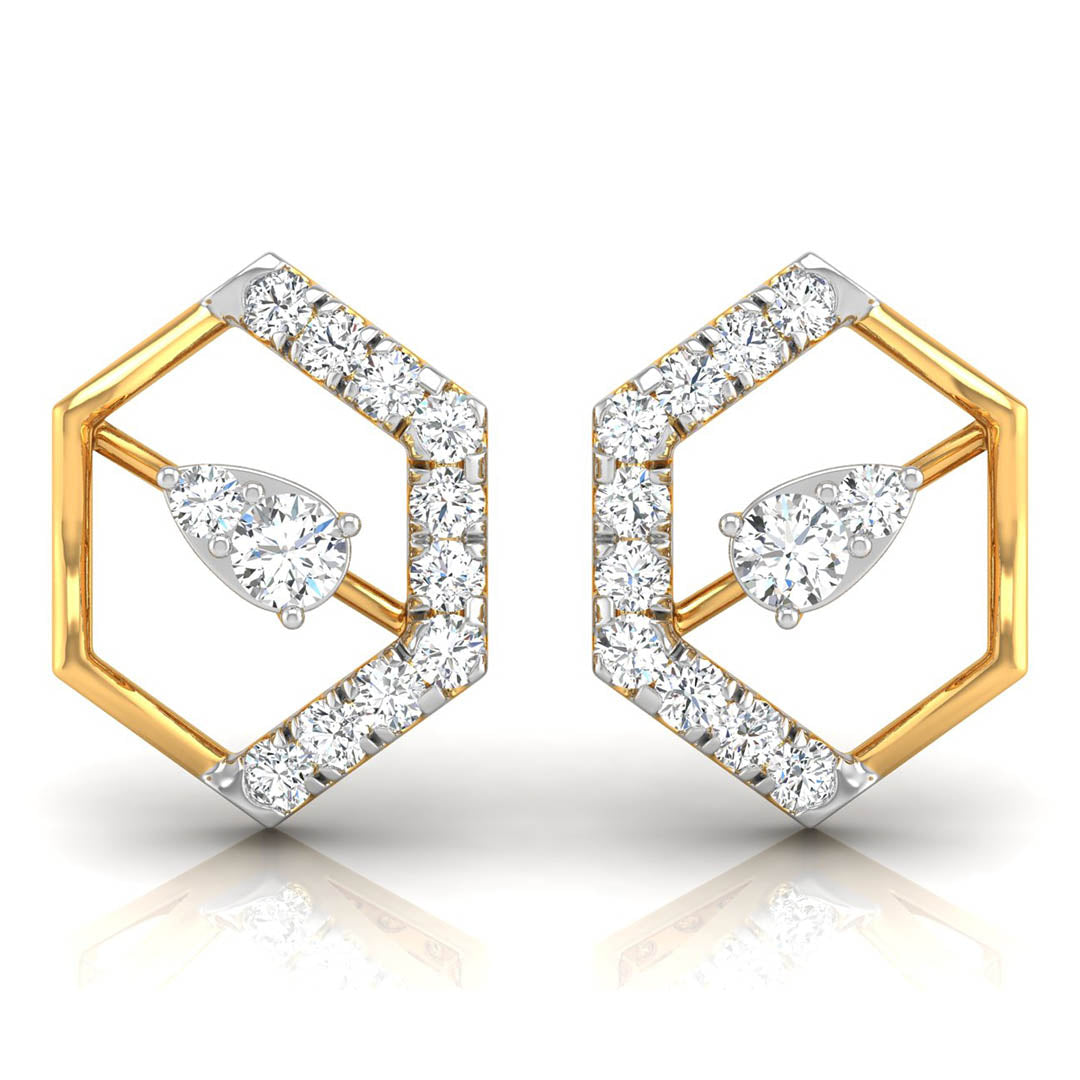 Daily Spark Hexagon Solitaire Diamond Stud Earrings