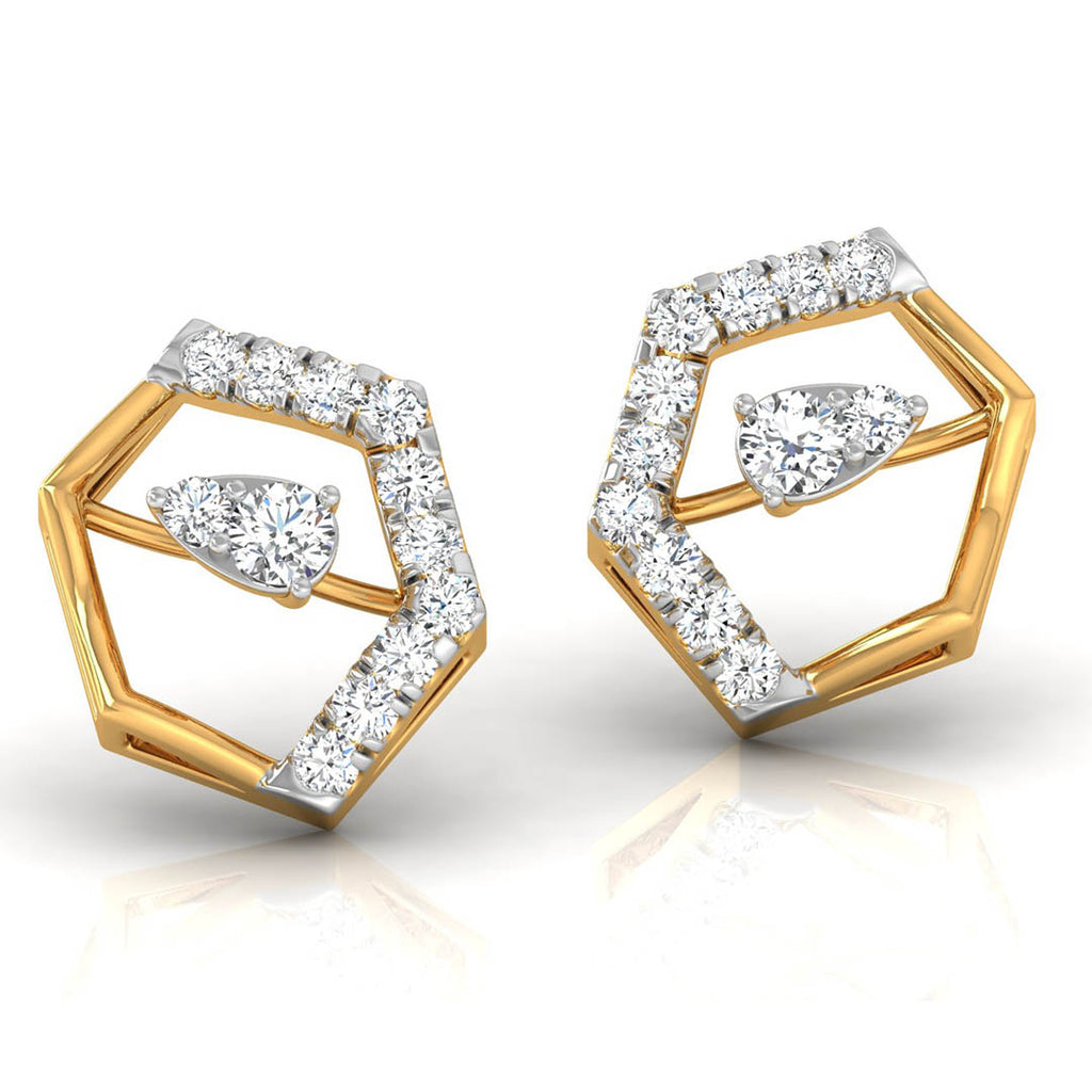 Daily Spark Hexagon Solitaire Diamond Stud Earrings