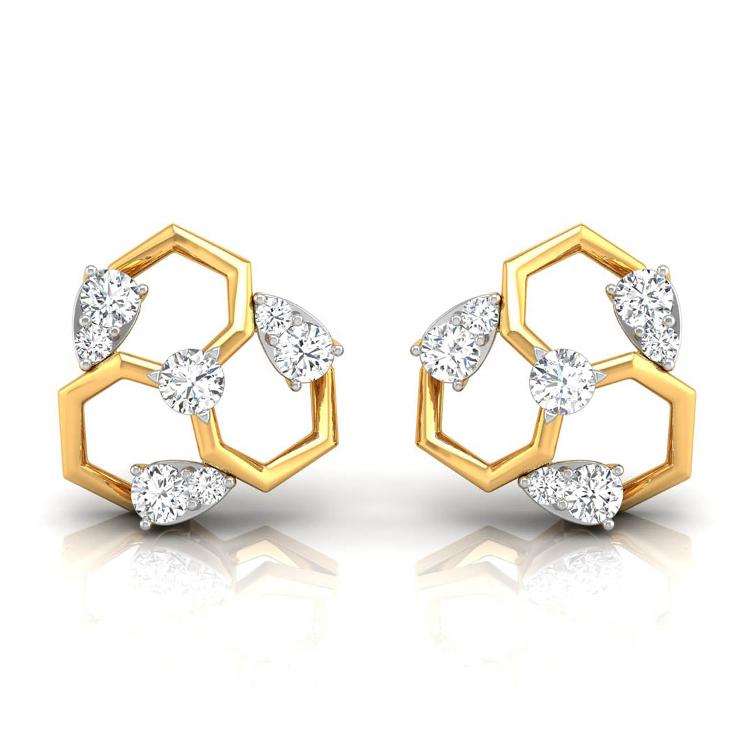 Daily Spark Hex Cluster Diamond Stud Earrings