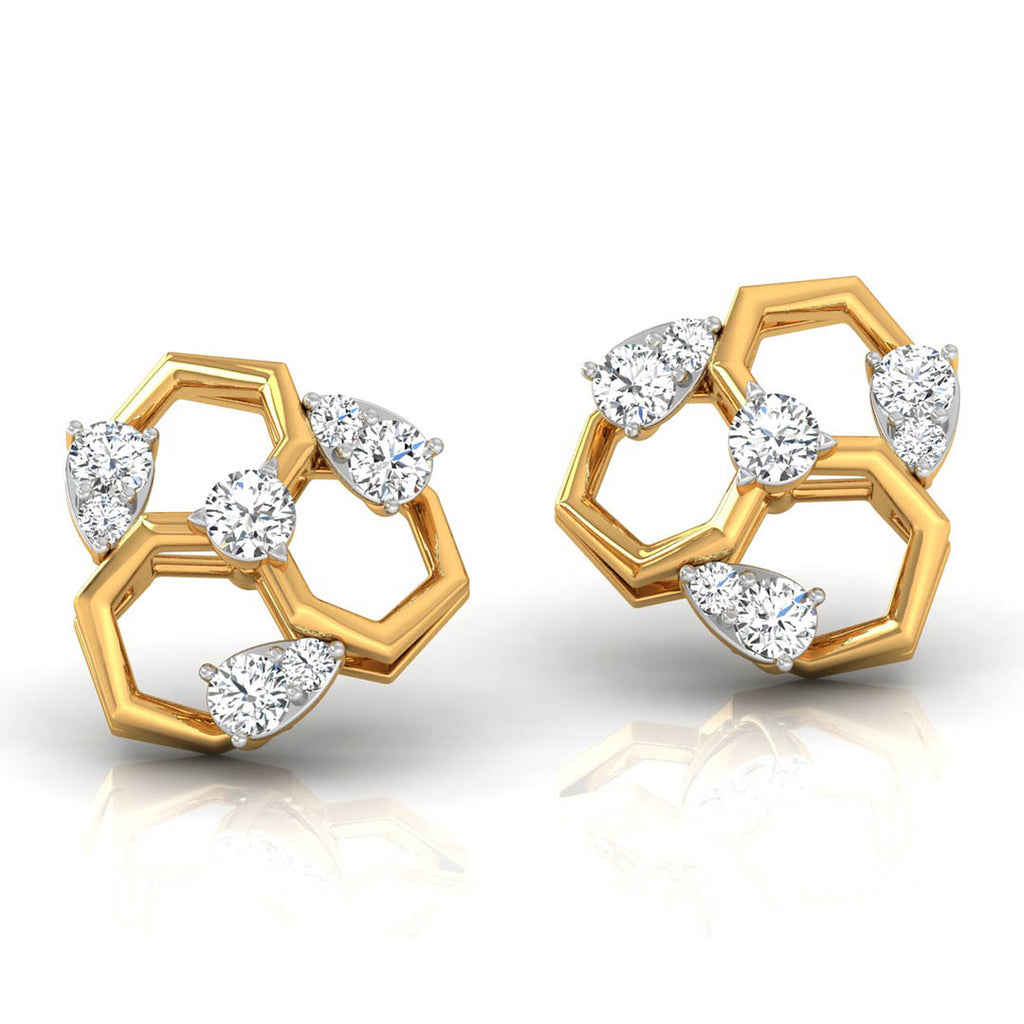 Daily Spark Hex Cluster Diamond Stud Earrings
