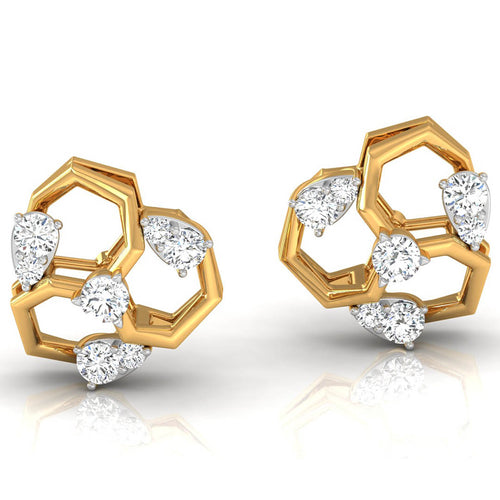 Daily Spark Hex Cluster Diamond Stud Earrings