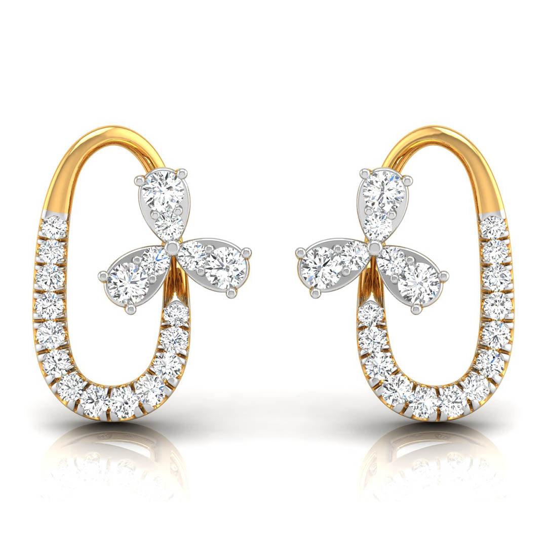 Daily Spark Oval Blossom Diamond Stud Earrings