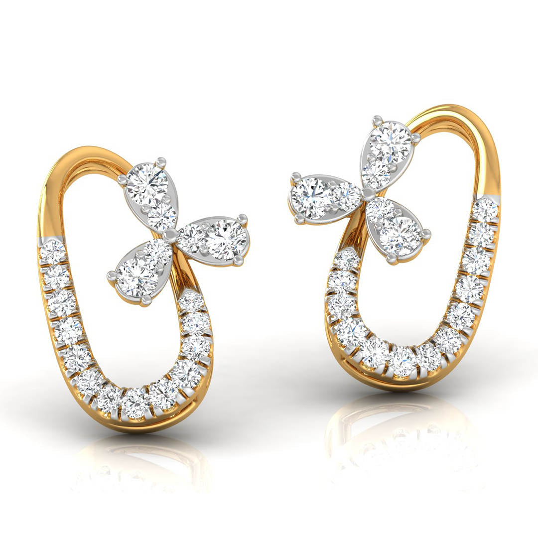 Daily Spark Oval Blossom Diamond Stud Earrings
