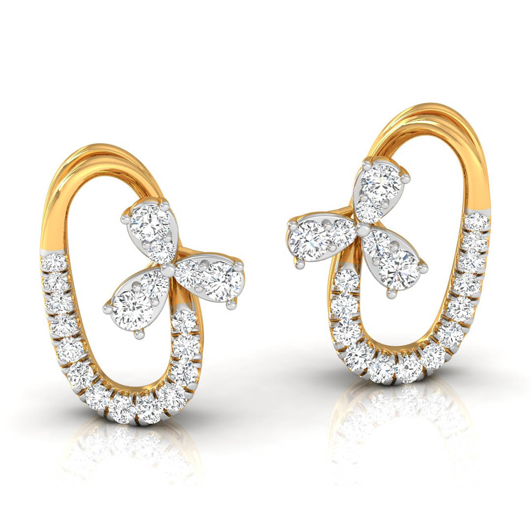 Daily Spark Oval Blossom Diamond Stud Earrings