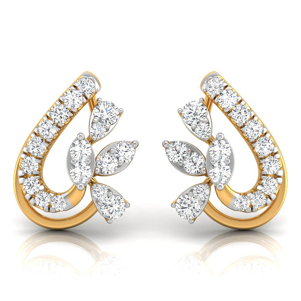 Daily Spark Paisley Leaf Diamond Stud Earrings