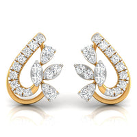 Daily Spark Paisley Leaf Diamond Stud Earrings