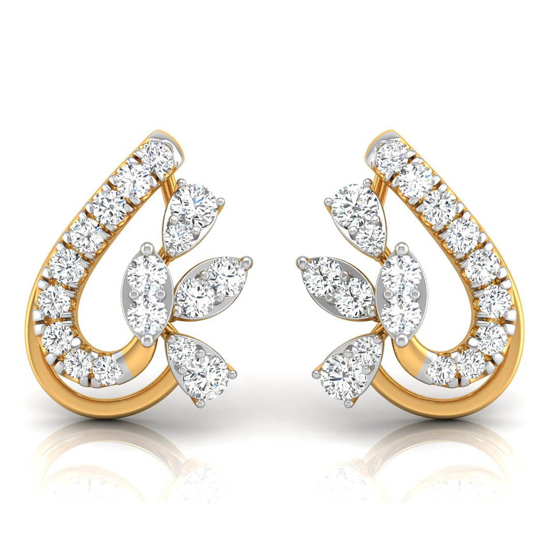 Daily Spark Paisley Leaf Diamond Stud Earrings