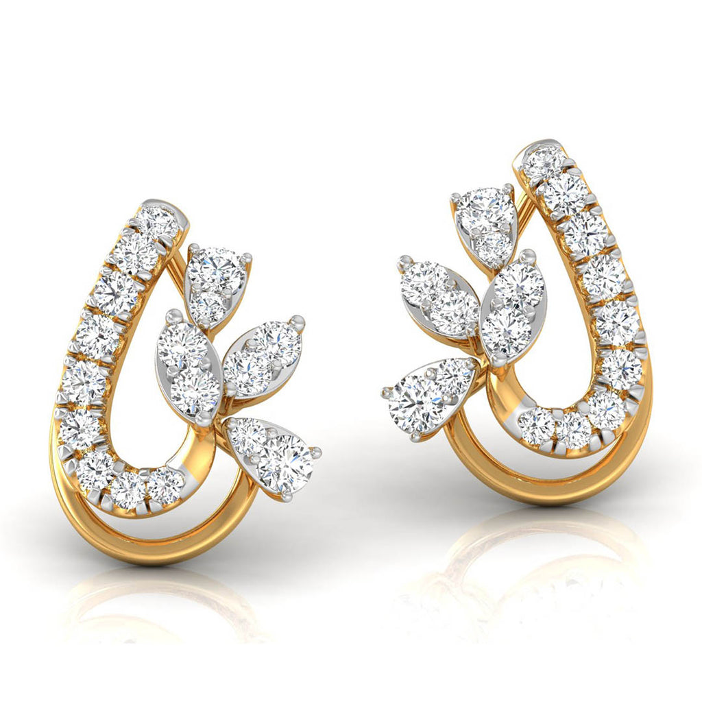 Daily Spark Paisley Leaf Diamond Stud Earrings
